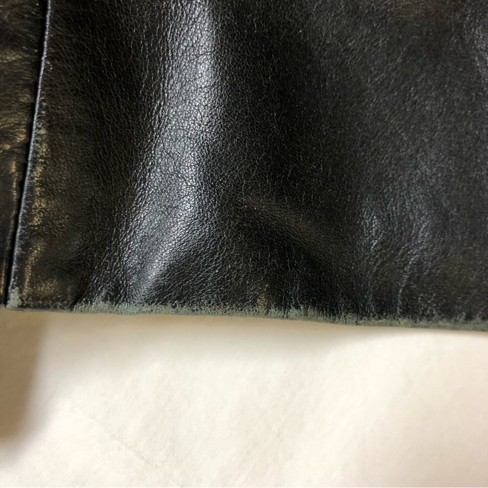 Vintage Black Leather Blazer Mob Wife 3 Button Two Pocket Front - Picture 9 of 11